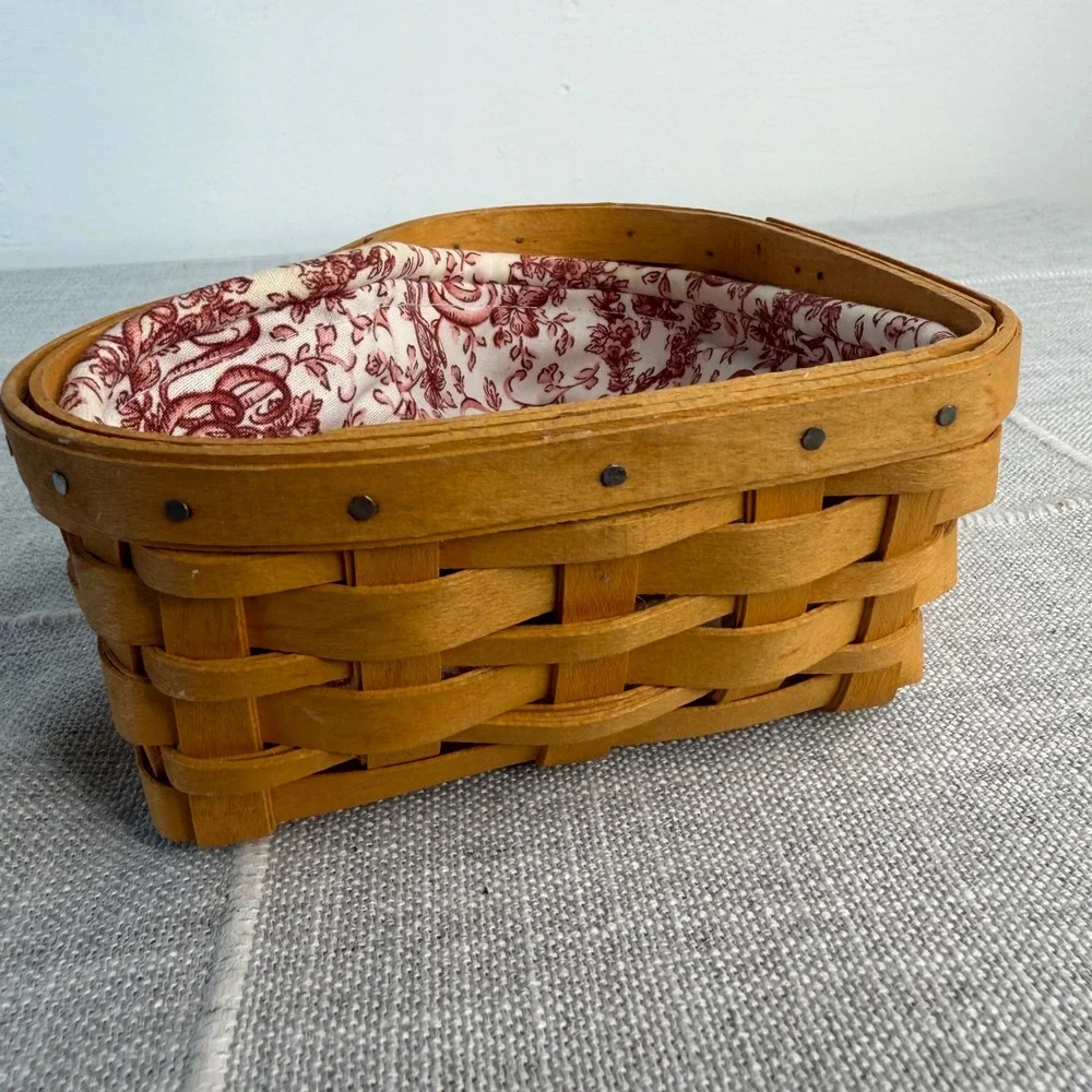Longaberger 2000 Love Letters Sweetheart Basket & Liner Cottagecore Farmhouse